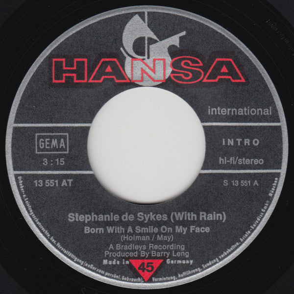 Stephanie De Sykes* With Rain (17) : Born With A Smile On My Face (7", Single)
