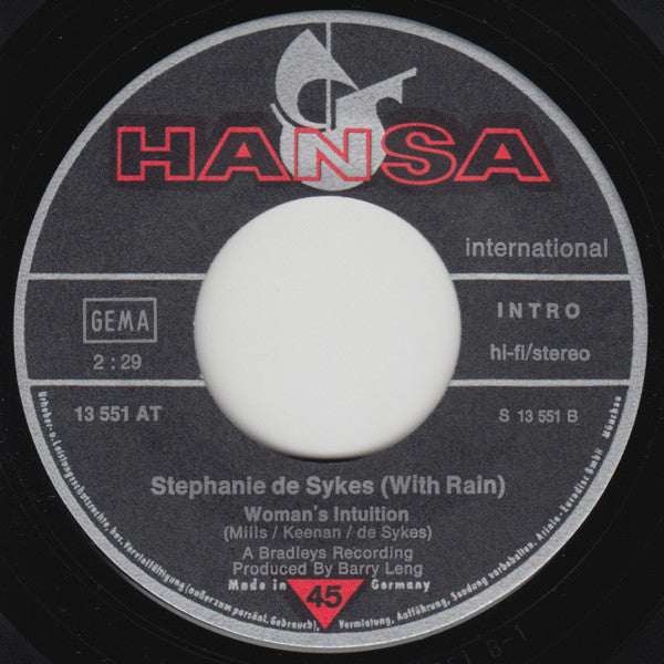 Stephanie De Sykes* With Rain (17) : Born With A Smile On My Face (7", Single)