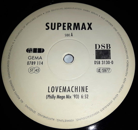 Supermax : Lovemachine (Philly Mega Mix '93) (12")