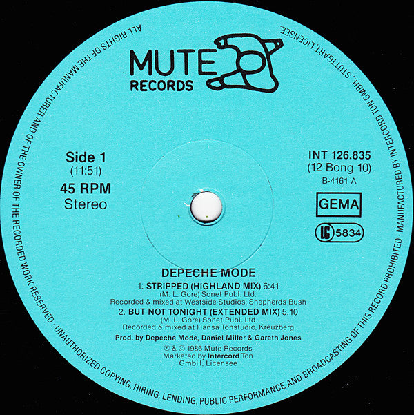 Depeche Mode : Stripped (Highland Mix)  (12", Maxi)