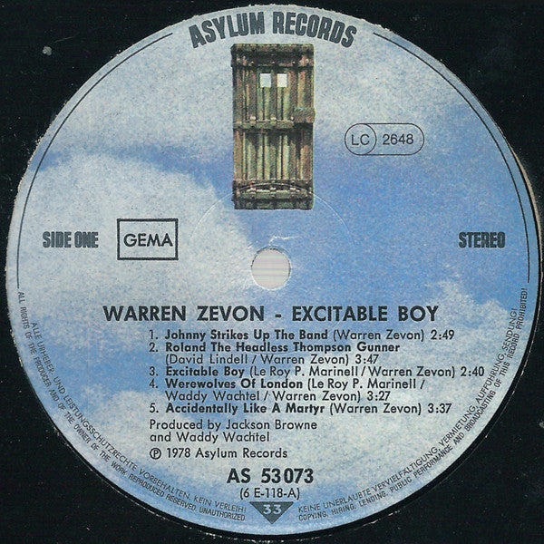 Warren Zevon : Excitable Boy (LP, Album)