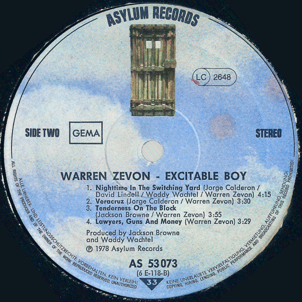 Warren Zevon : Excitable Boy (LP, Album)