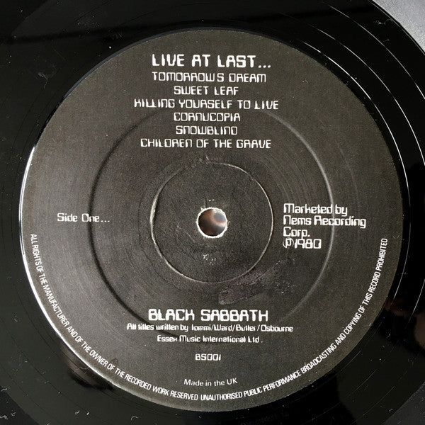 Black Sabbath : Live At Last... (LP, Album)