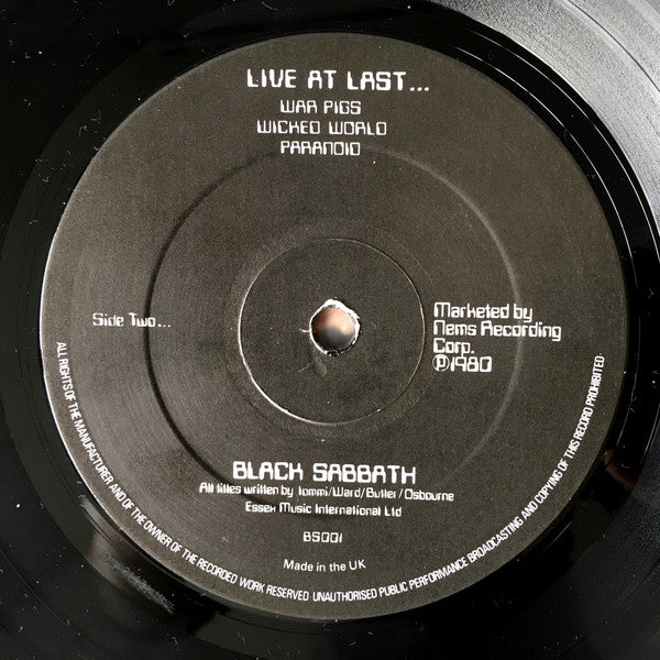 Black Sabbath : Live At Last... (LP, Album)