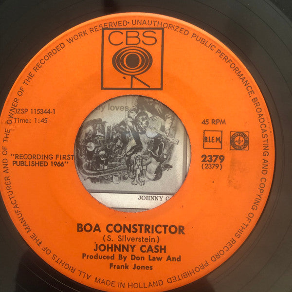 Johnny Cash : Bottom Of A Mountain / Boa Constrictor (7", Single)