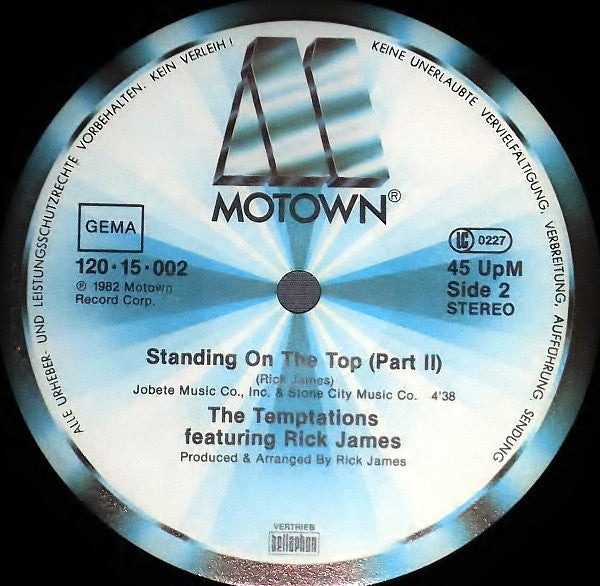 The Temptations Featuring Rick James : Standing On The Top (Part 1 & 2) (12", Maxi)