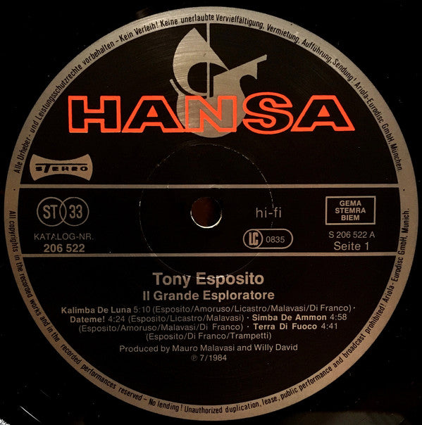 Tony Esposito : Il Grande Esploratore (LP, Album)