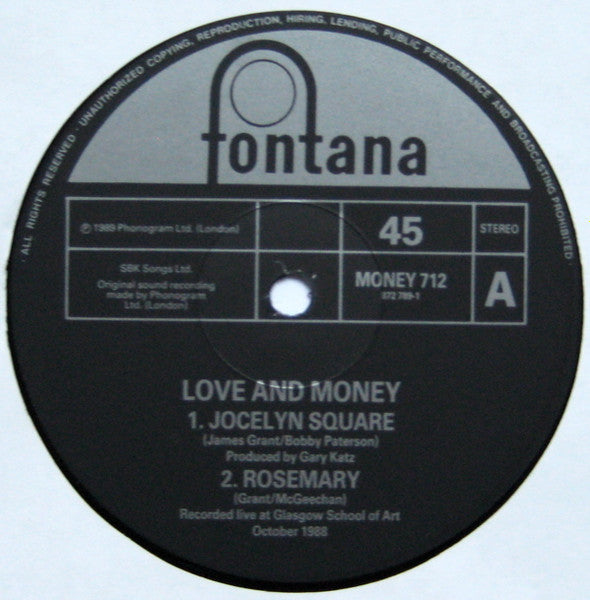 Love And Money : Jocelyn Square (12", Single)