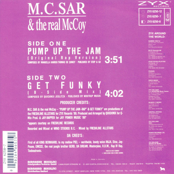 M.C.Sar & The Real McCoy* : Pump Up The Jam Rap (7", Single)