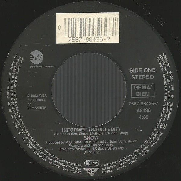 Snow (2) : Informer (7", Single, Lar)