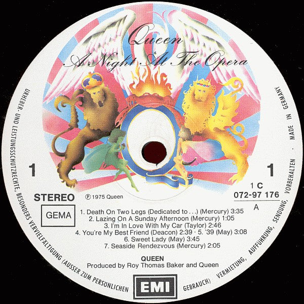 Queen : A Night At The Opera (LP, Album, RP, Gat)