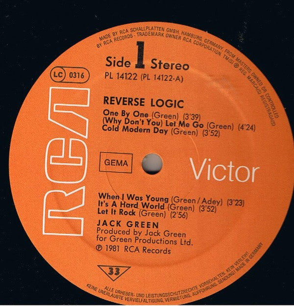 Jack Green : Reverse Logic (LP, Album)