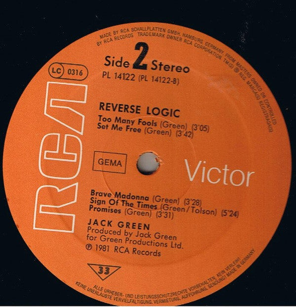 Jack Green : Reverse Logic (LP, Album)