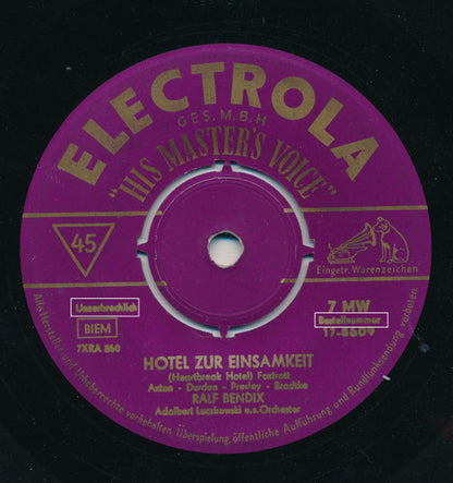 Ralf Bendix : Hotel Zur Einsamkeit (7", Single, Mono, 4-p)