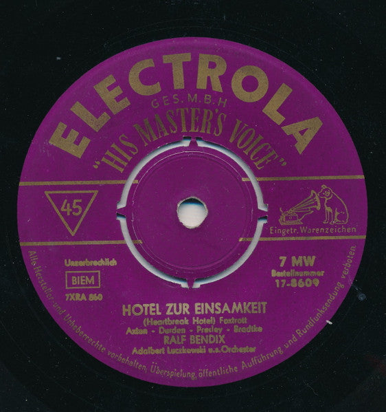 Ralf Bendix : Hotel Zur Einsamkeit (7", Single, Mono, 4-p)