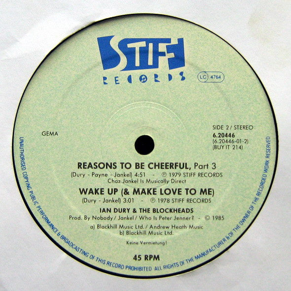 Ian Dury And The Blockheads : Hit Me With Your Rhythm Stick (Remixed By Paul Hardcastle) (12")