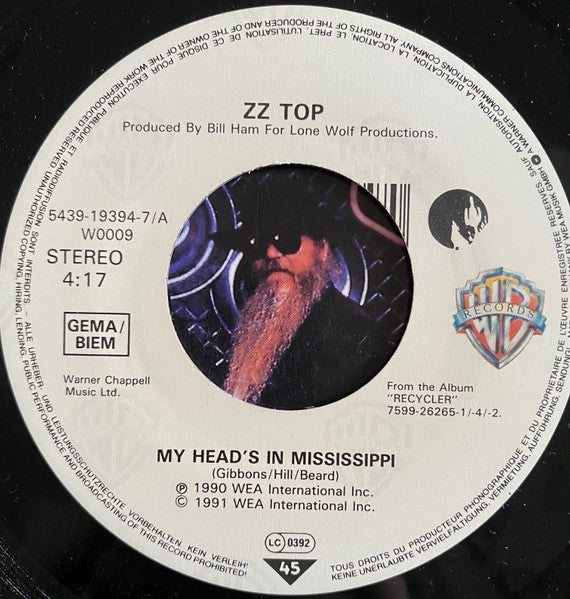 ZZ Top : My Head's In Mississippi (7", Single, Lar)
