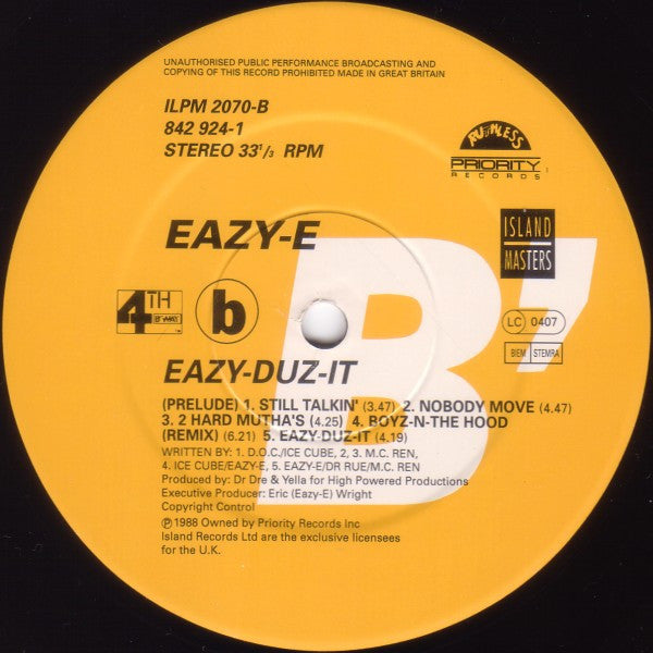 Eazy-E : Eazy-Duz-It (LP, Album, RE)