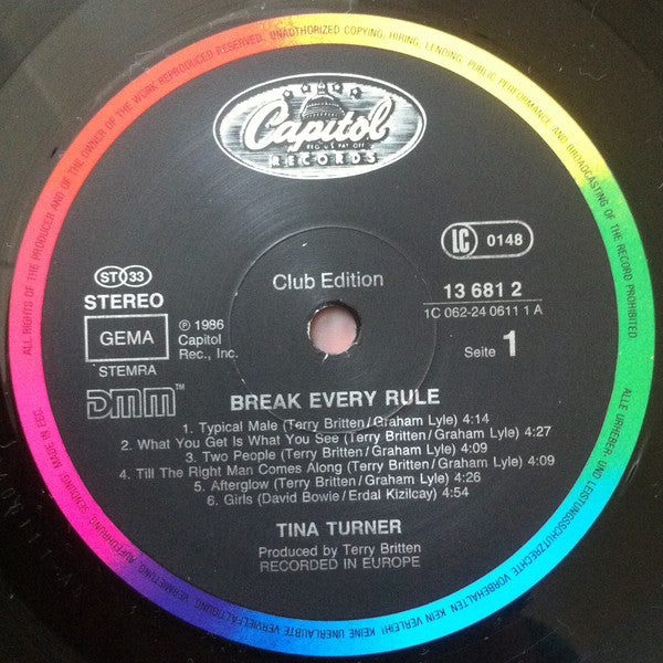 Tina Turner : Break Every Rule (LP, Album, Club)