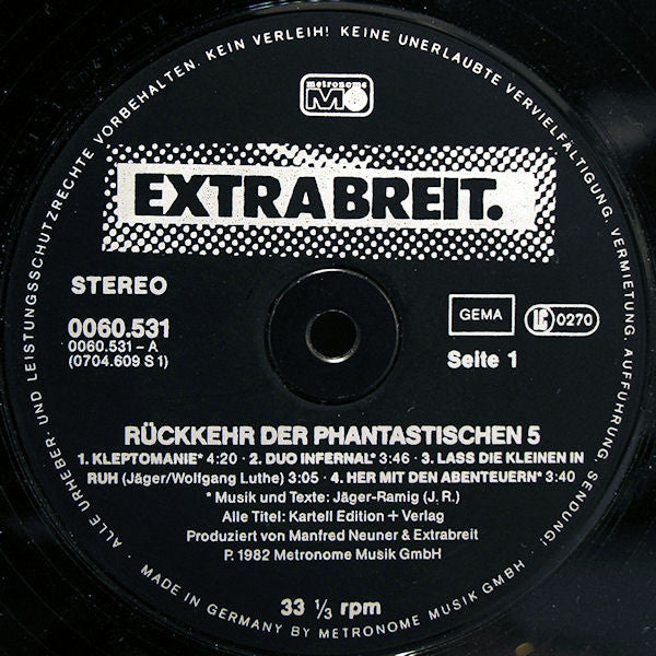 Extrabreit : Rückkehr Der Phantastischen 5! (LP, Album, Gre)