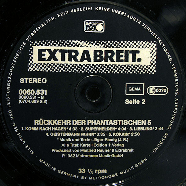 Extrabreit : Rückkehr Der Phantastischen 5! (LP, Album, Gre)