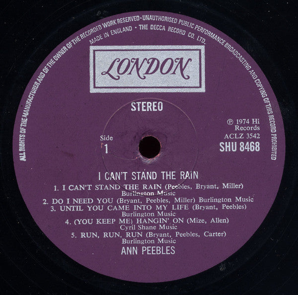 Ann Peebles : I Can't Stand The Rain (LP, Album)