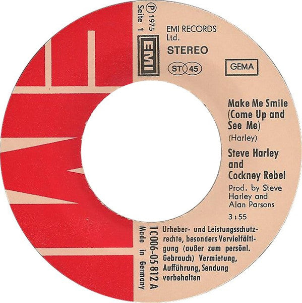 Steve Harley And Cockney Rebel* : Make Me Smile (Come Up And See Me) (7", Single)