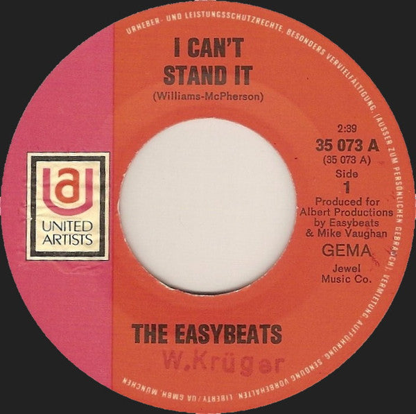 The Easybeats : I Can't Stand It (7", Single)
