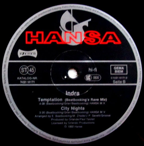 Indra : Temptation (12", Maxi)