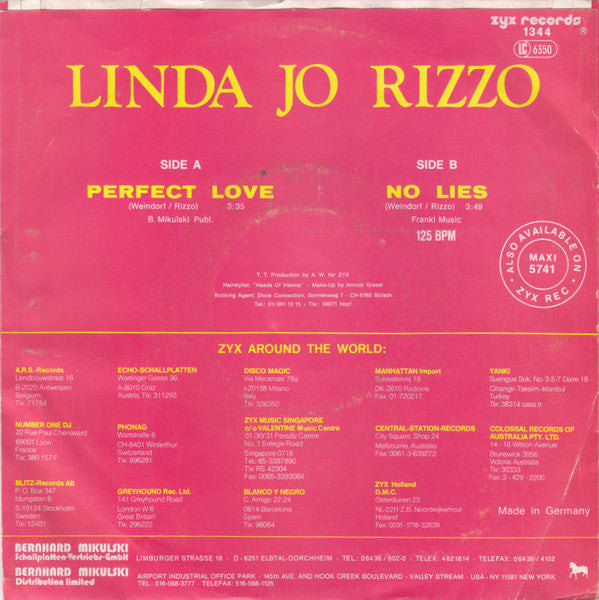 Linda Jo Rizzo : Perfect Love (7", Single)