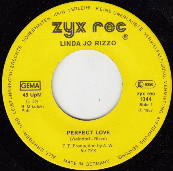 Linda Jo Rizzo : Perfect Love (7", Single)