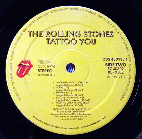 The Rolling Stones : Tattoo You (LP, Album, RE)