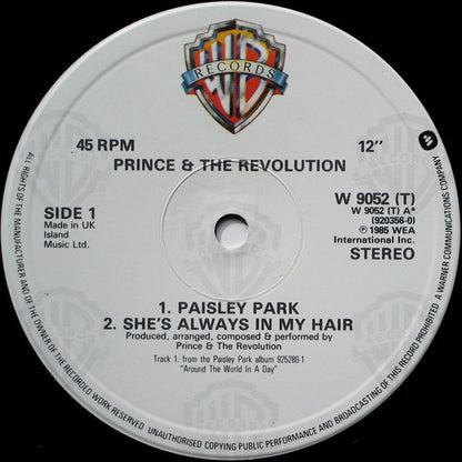 Prince & The Revolution* : Paisley Park (12", Single, PRS)