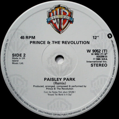 Prince & The Revolution* : Paisley Park (12", Single, PRS)