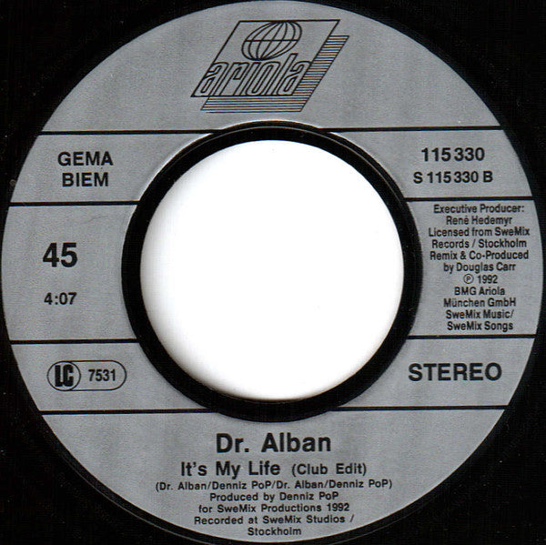 Dr. Alban : It's My Life (7", Single)