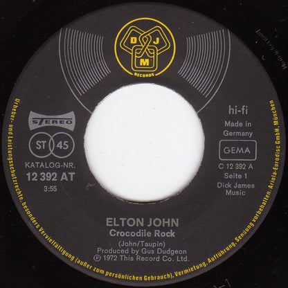Elton John : Crocodile Rock (7", Single)