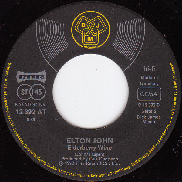 Elton John : Crocodile Rock (7", Single)