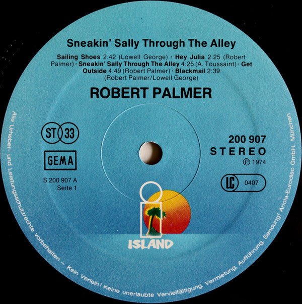 Robert Palmer : Sneakin' Sally Through The Alley (LP, Album, RE)