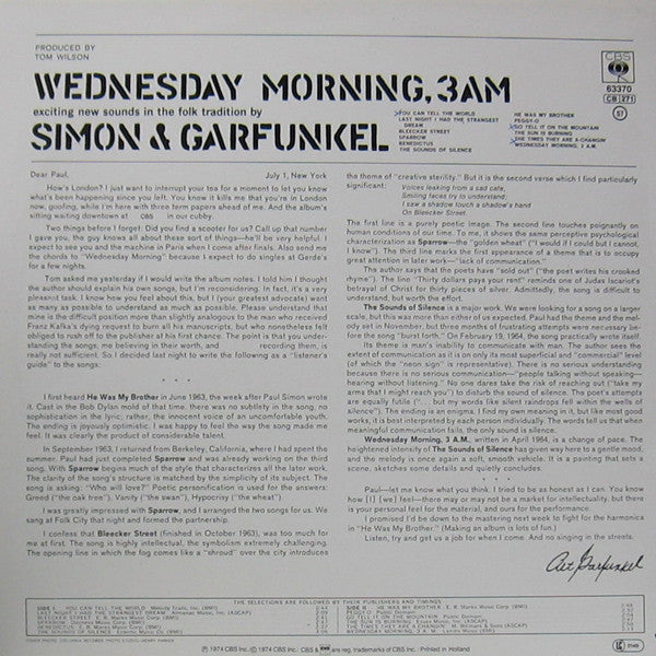 Simon & Garfunkel : Wednesday Morning, 3 A.M. (LP, Album, RE)