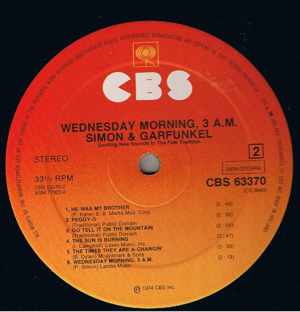 Simon & Garfunkel : Wednesday Morning, 3 A.M. (LP, Album, RE)