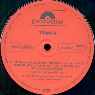 Trans-X : Living On Video (LP, Album, Tra)