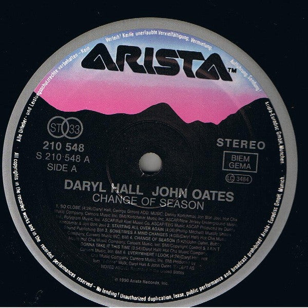 Daryl Hall & John Oates : Change Of Season (LP, Album)