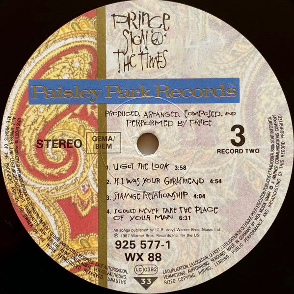 Prince : Sign "O" The Times (2xLP, Album, RSA)