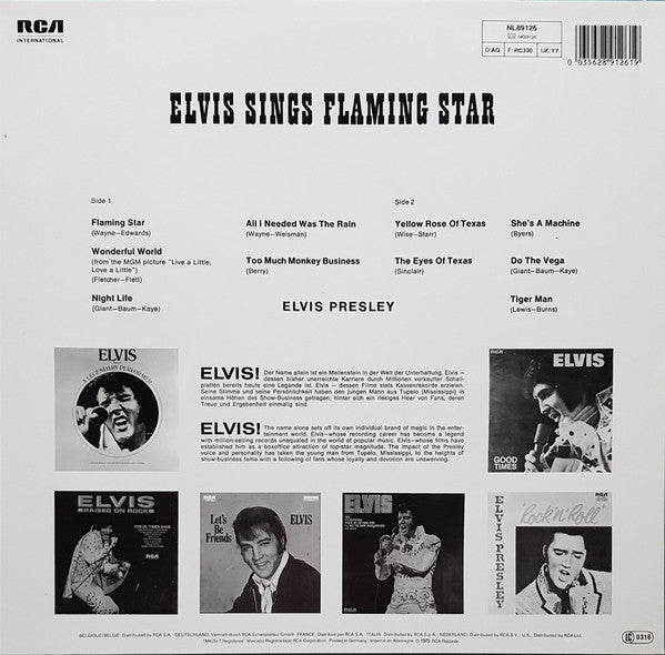 Elvis* : Elvis Sings Flaming Star (LP, Album, RE)