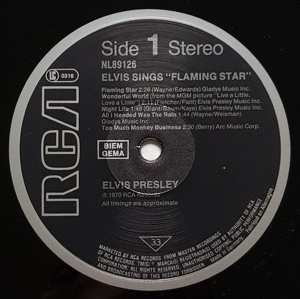 Elvis* : Elvis Sings Flaming Star (LP, Album, RE)