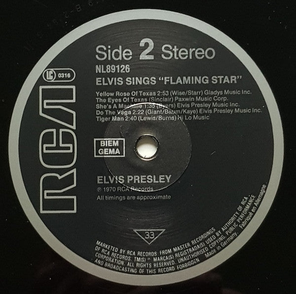 Elvis* : Elvis Sings Flaming Star (LP, Album, RE)
