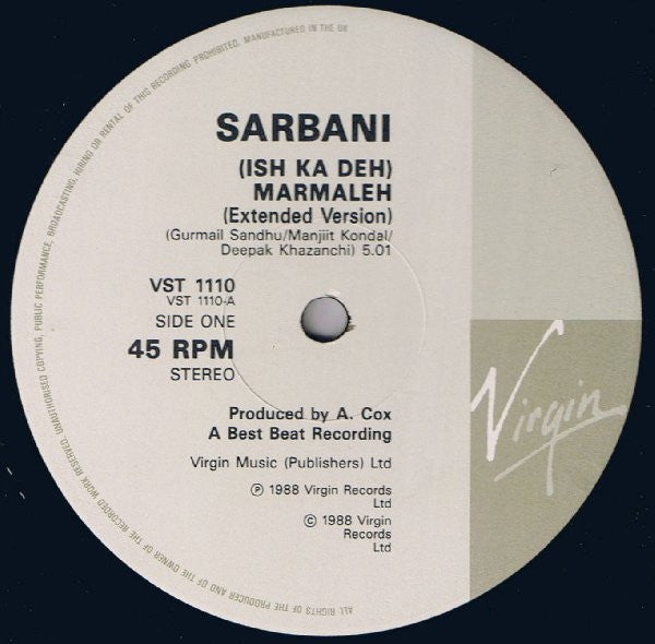 Sarbani : (Ish Ka Deh) Marmaleh (12")