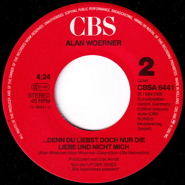 Alan Woerner : Lass Uns'n Wunder Sein (7" Wundermix) (7")