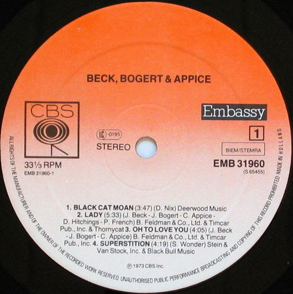 Beck, Bogert & Appice : Beck, Bogert & Appice (LP, Album, RE)
