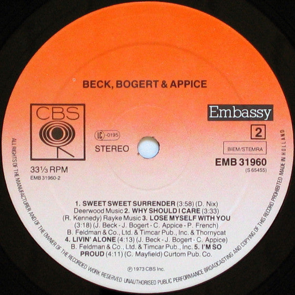 Beck, Bogert & Appice : Beck, Bogert & Appice (LP, Album, RE)
